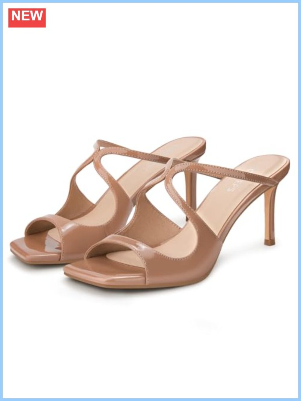 Women's Peep Toe Stiletto Heels 3.2 Inch Slip-On Sandals Dress Shoes